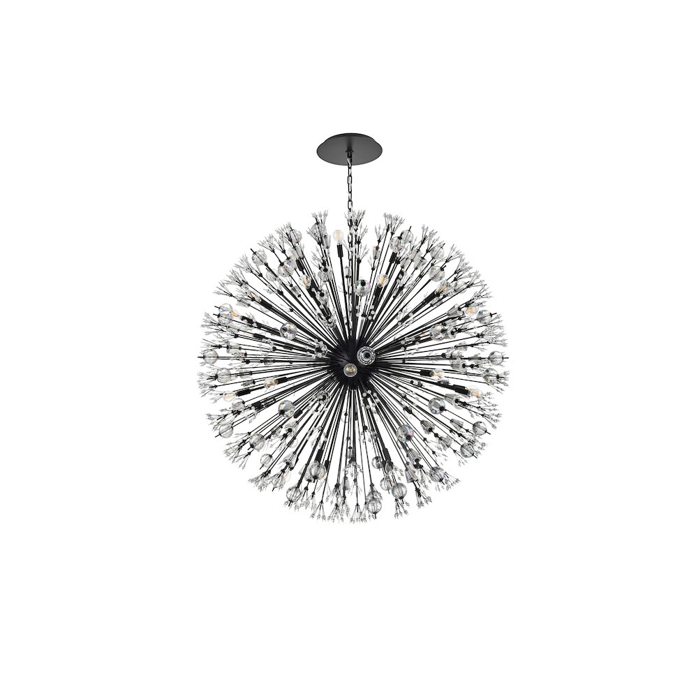 Vera 50 inch crystal starburst round pendant in black. Picture 7