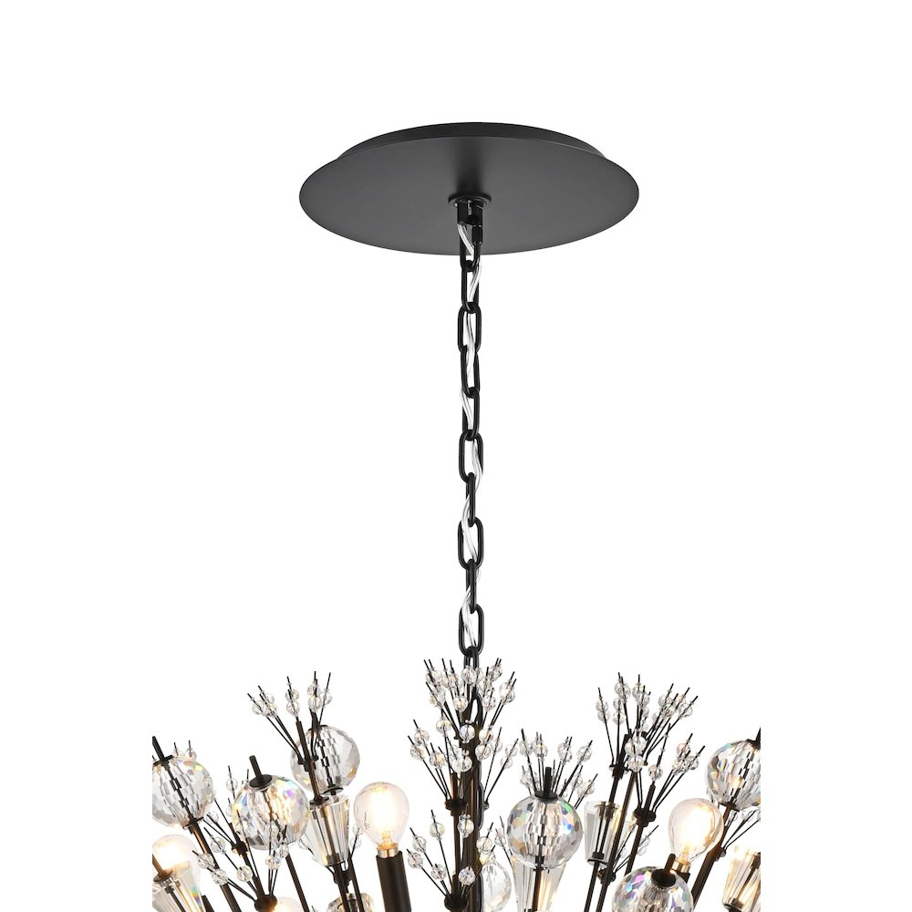 Vera 50 inch crystal starburst round pendant in black. Picture 9
