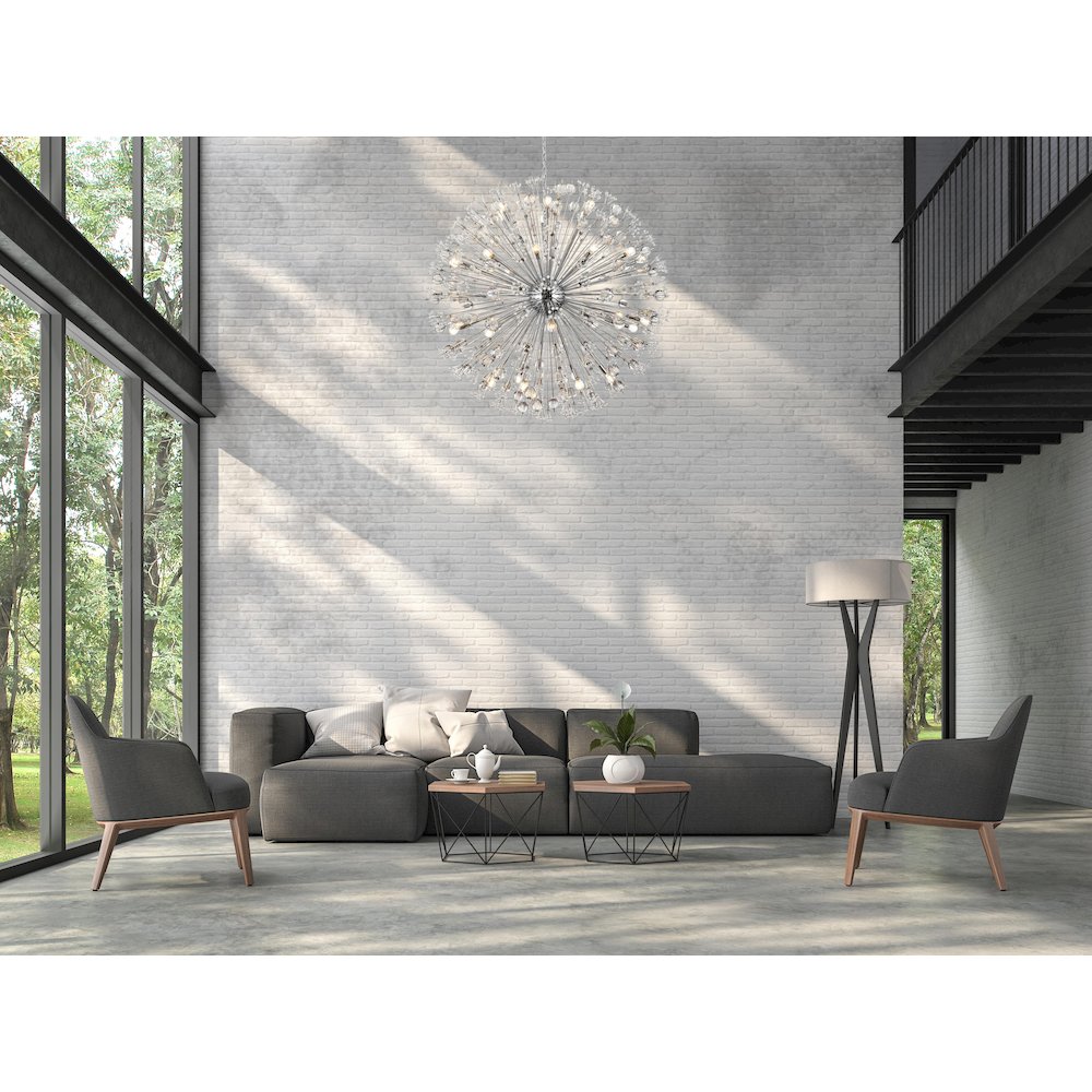 Vera 50 inch crystal starburst round pendant in chrome. Picture 8