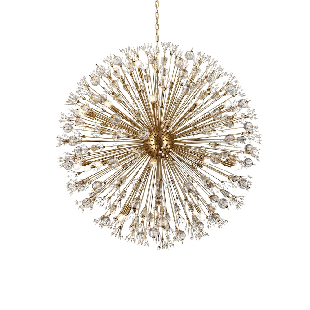 Vera 50 inch crystal starburst round pendant in gold. Picture 3