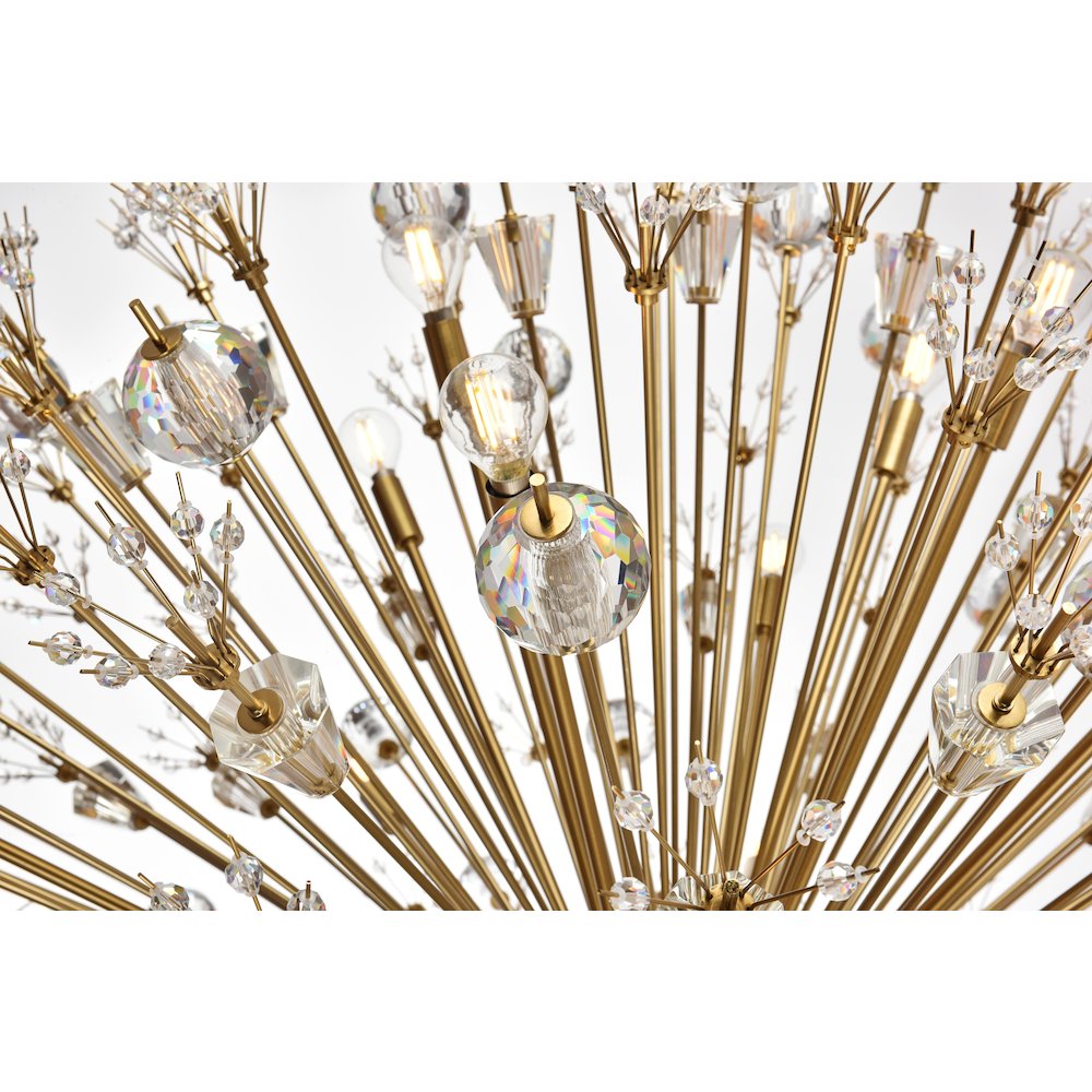 Vera 50 inch crystal starburst round pendant in gold. Picture 4