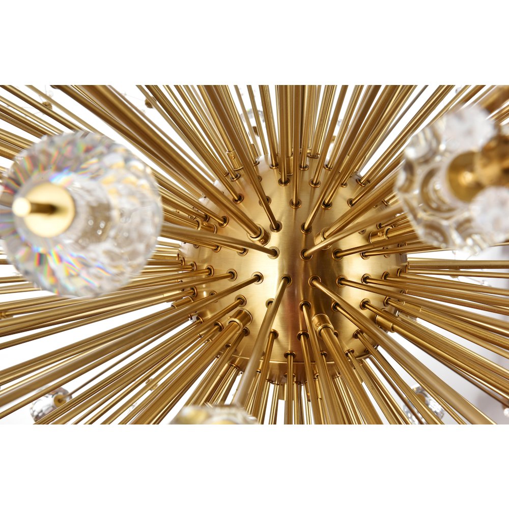 Vera 50 inch crystal starburst round pendant in gold. Picture 5