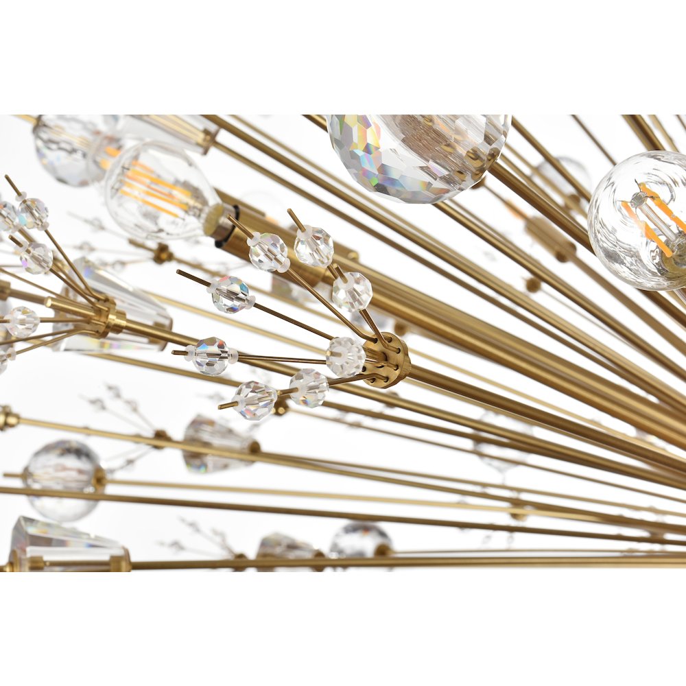 Vera 50 inch crystal starburst round pendant in gold. Picture 6