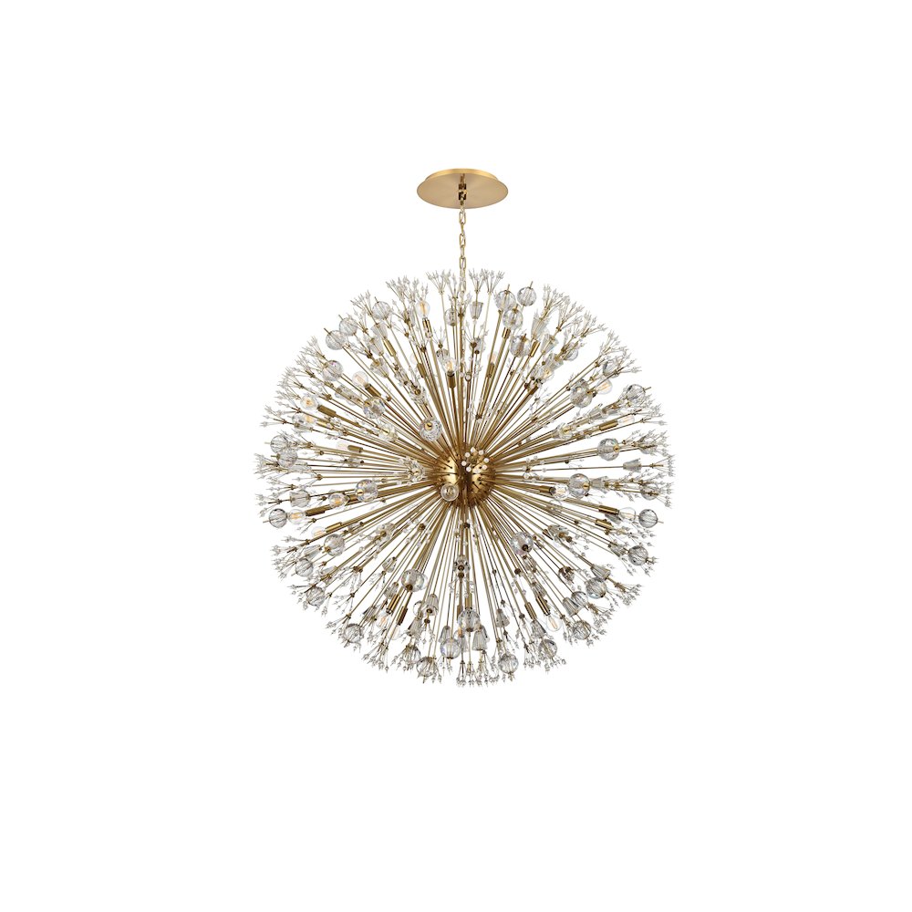 Vera 50 inch crystal starburst round pendant in gold. Picture 7