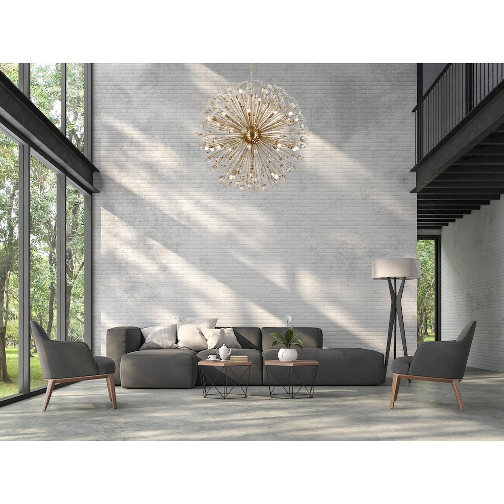 Vera 50 inch crystal starburst round pendant in gold. Picture 8