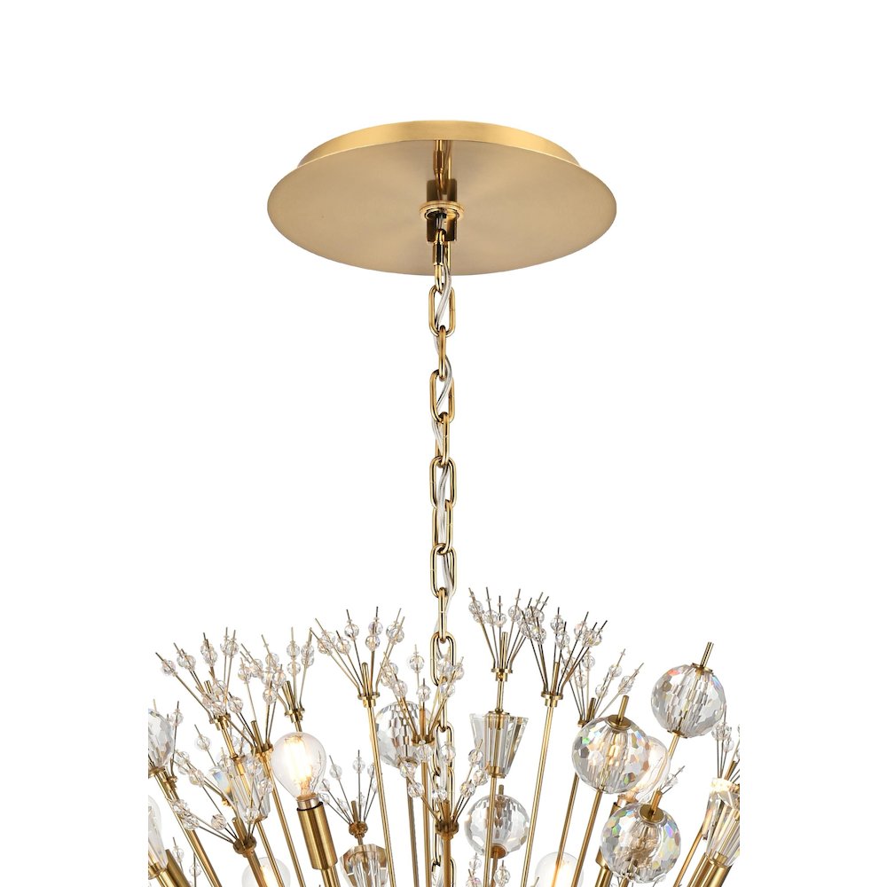 Vera 50 inch crystal starburst round pendant in gold. Picture 9