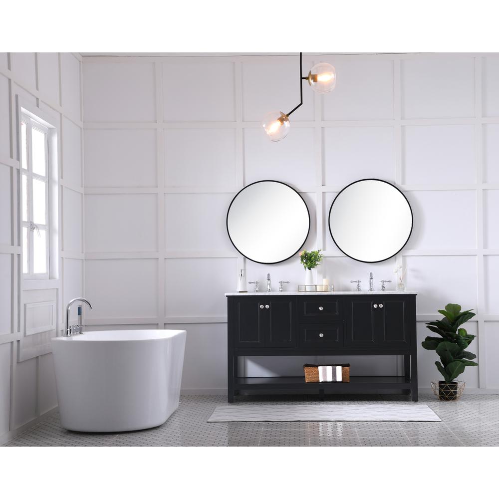 60 in. double sink bathroom vanity set in Black. Picture 6