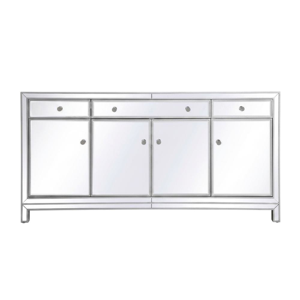 Antique Silver Mirrored Credenza with Elegant Storage and Stylish Finish. Picture 4