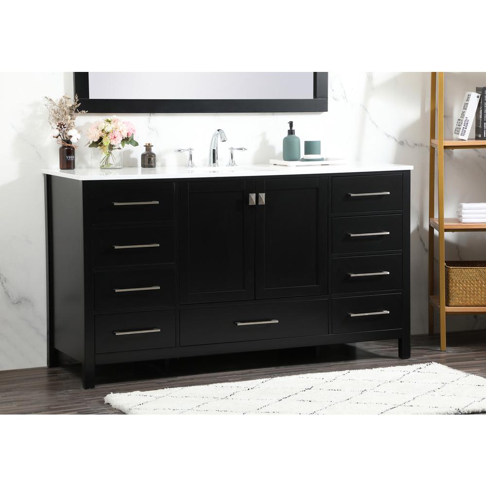 60 inch Single bathroom vanity in black. Picture 2