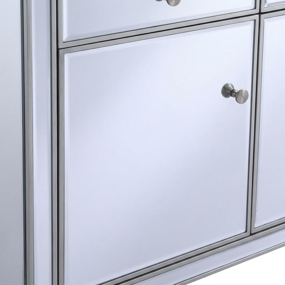 Antique Silver Mirrored Credenza with Elegant Storage and Stylish Finish. Picture 5