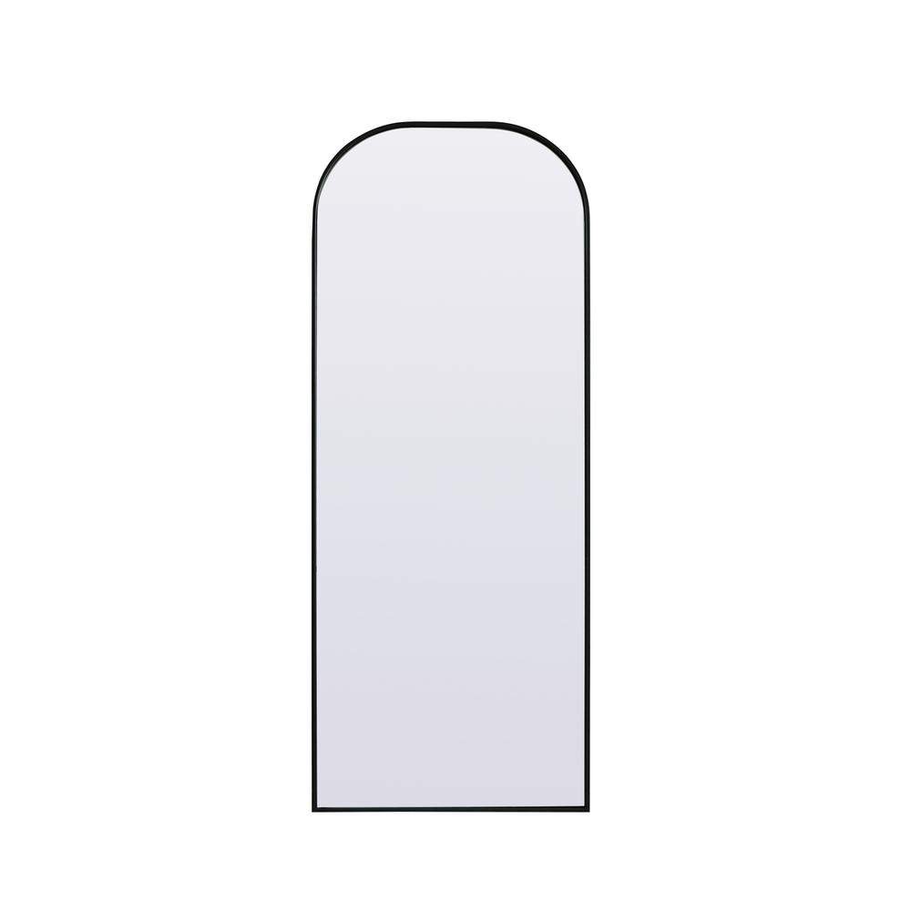 Metal Frame Arch Full Length Mirror 28x74 Inch in Black. Picture 1
