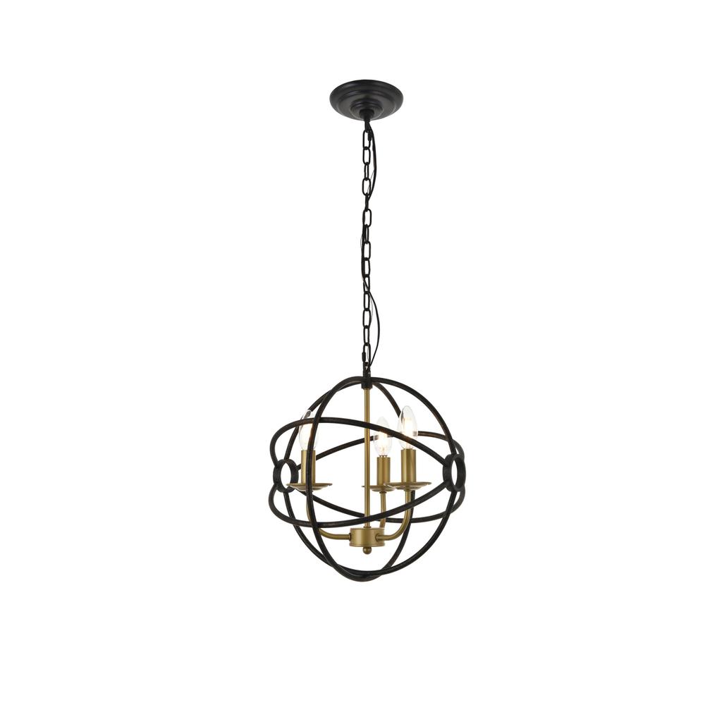 Octavia 3 light Brass and Dark Brown Pendant. Picture 7