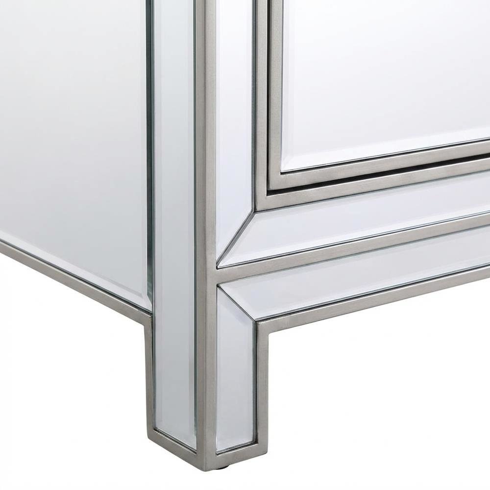 Antique Silver Mirrored Credenza with Elegant Storage and Stylish Finish. Picture 6