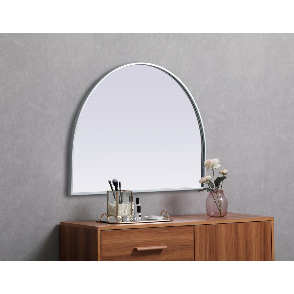 Metal Frame Arch Mirror 33x24 Inch in Silver. Picture 4