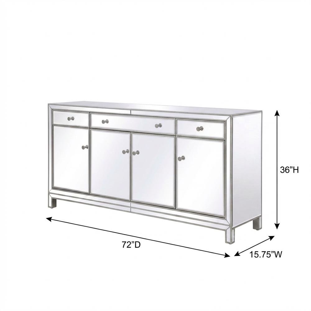 Antique Silver Mirrored Credenza with Elegant Storage and Stylish Finish. Picture 7