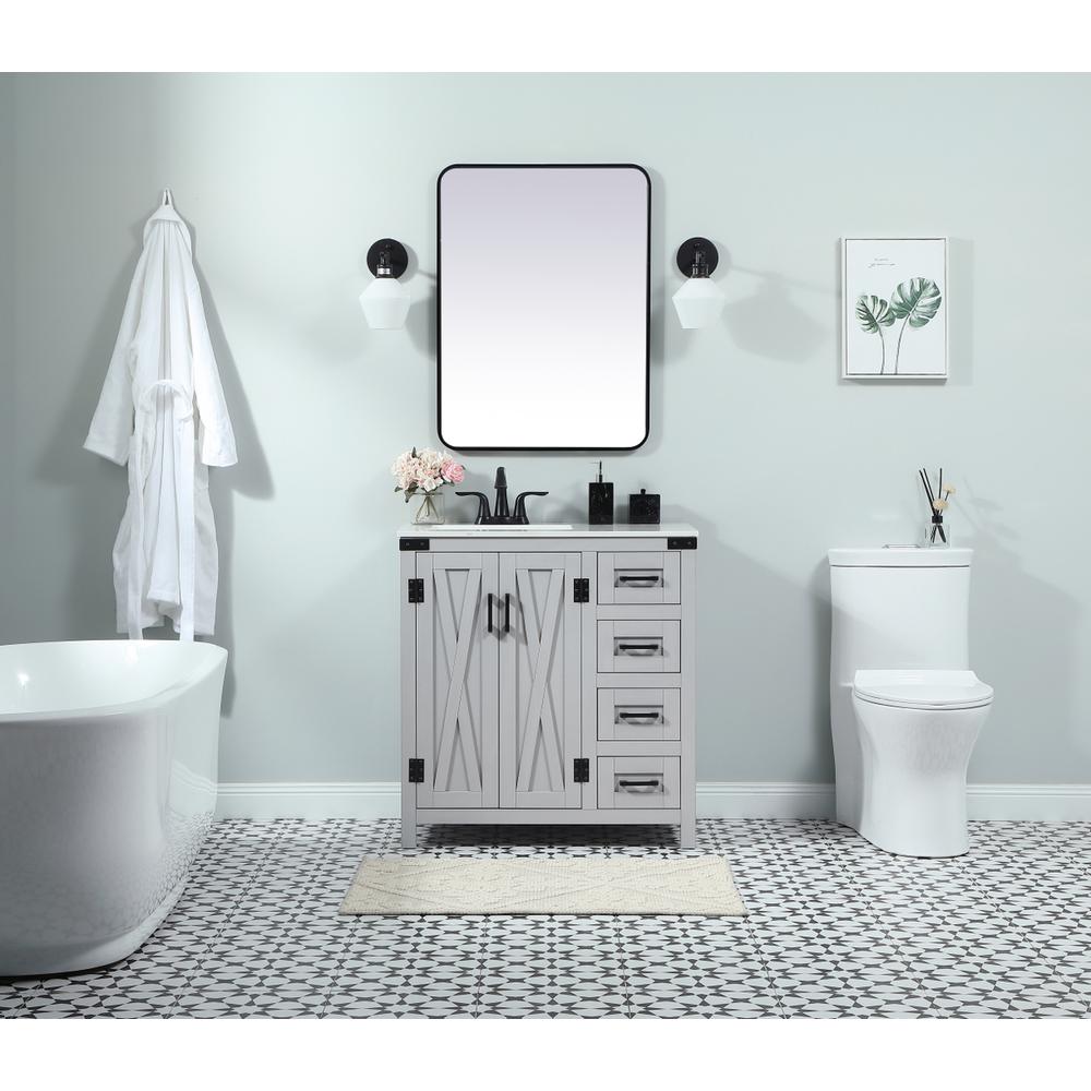 32 inch Single bathroom vanity in grey. Picture 4