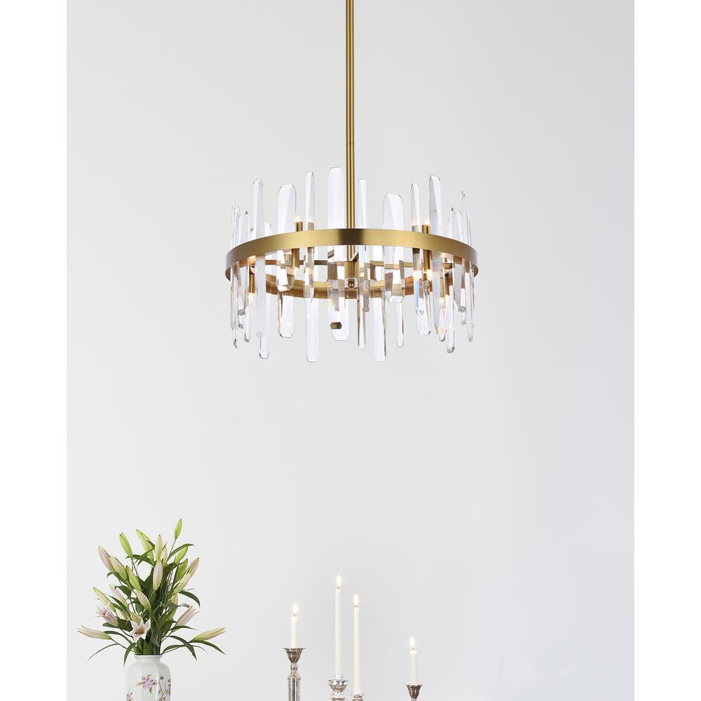Serena 20 inch crystal round pendant in satin gold. Picture 8