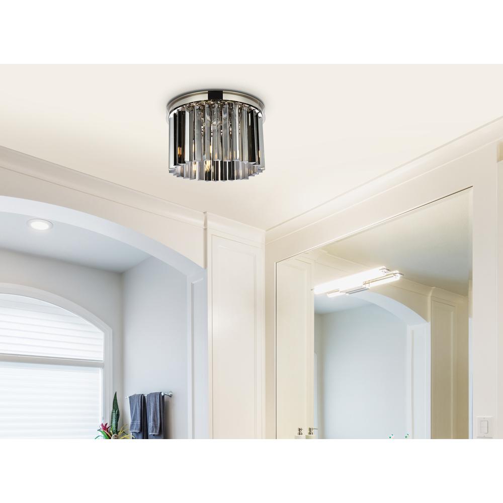 Sydney 3 light polished nickel Flush Mount Silver Shade (Grey) Royal Cut Crystal. Picture 8