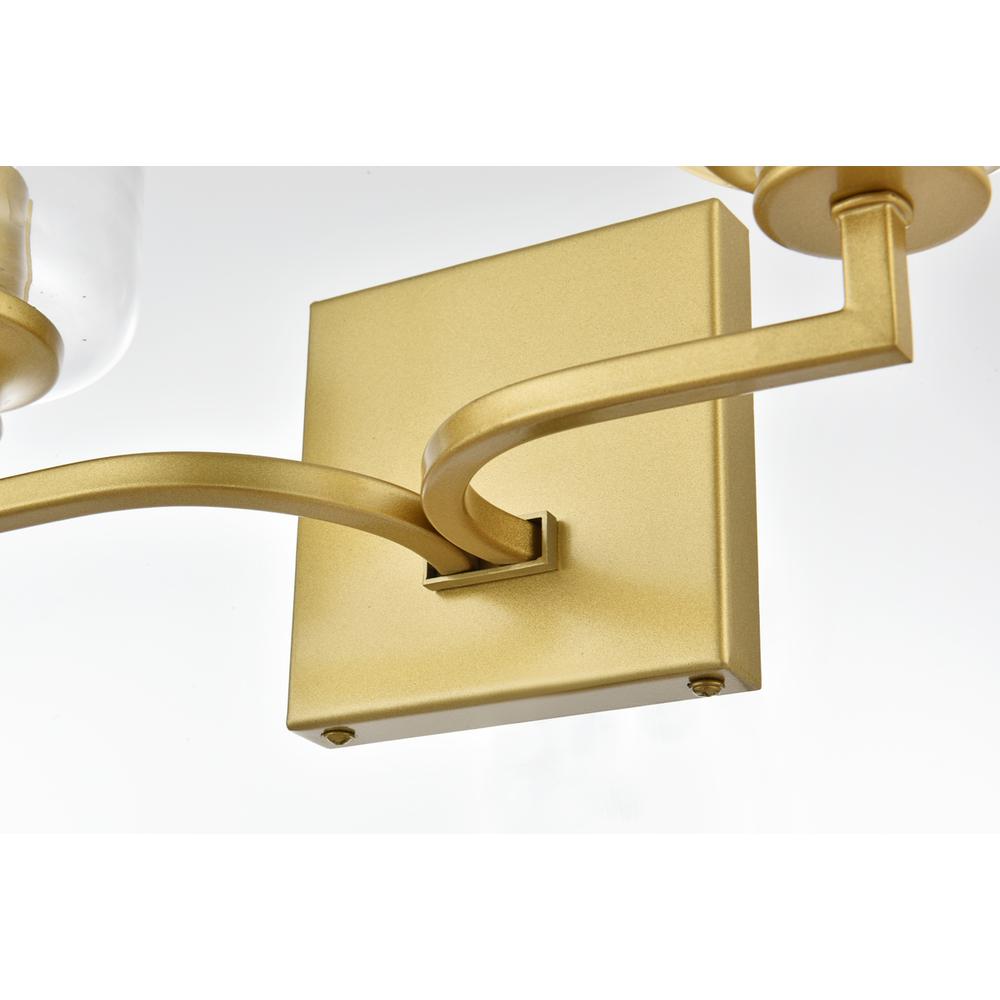 Ronnie 2 light Brass and Clear Bath Sconce. Picture 6