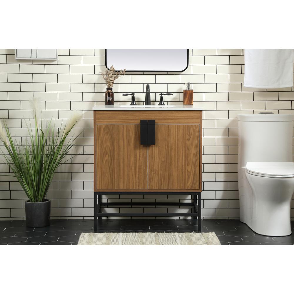30 inch Single bathroom vanity in walnut brown. Picture 14