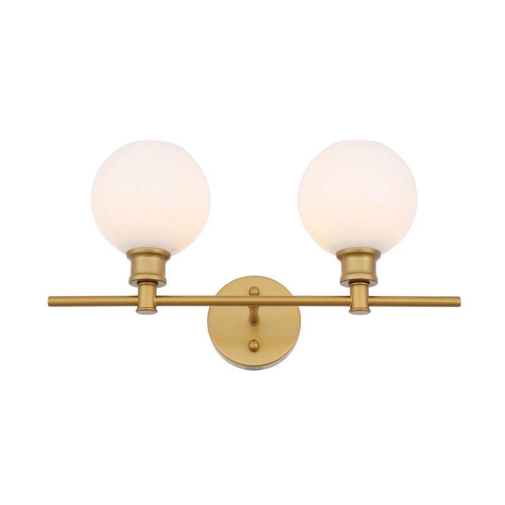 Collier 2 light Brass and Frosted white glass Wall sconce. Picture 3