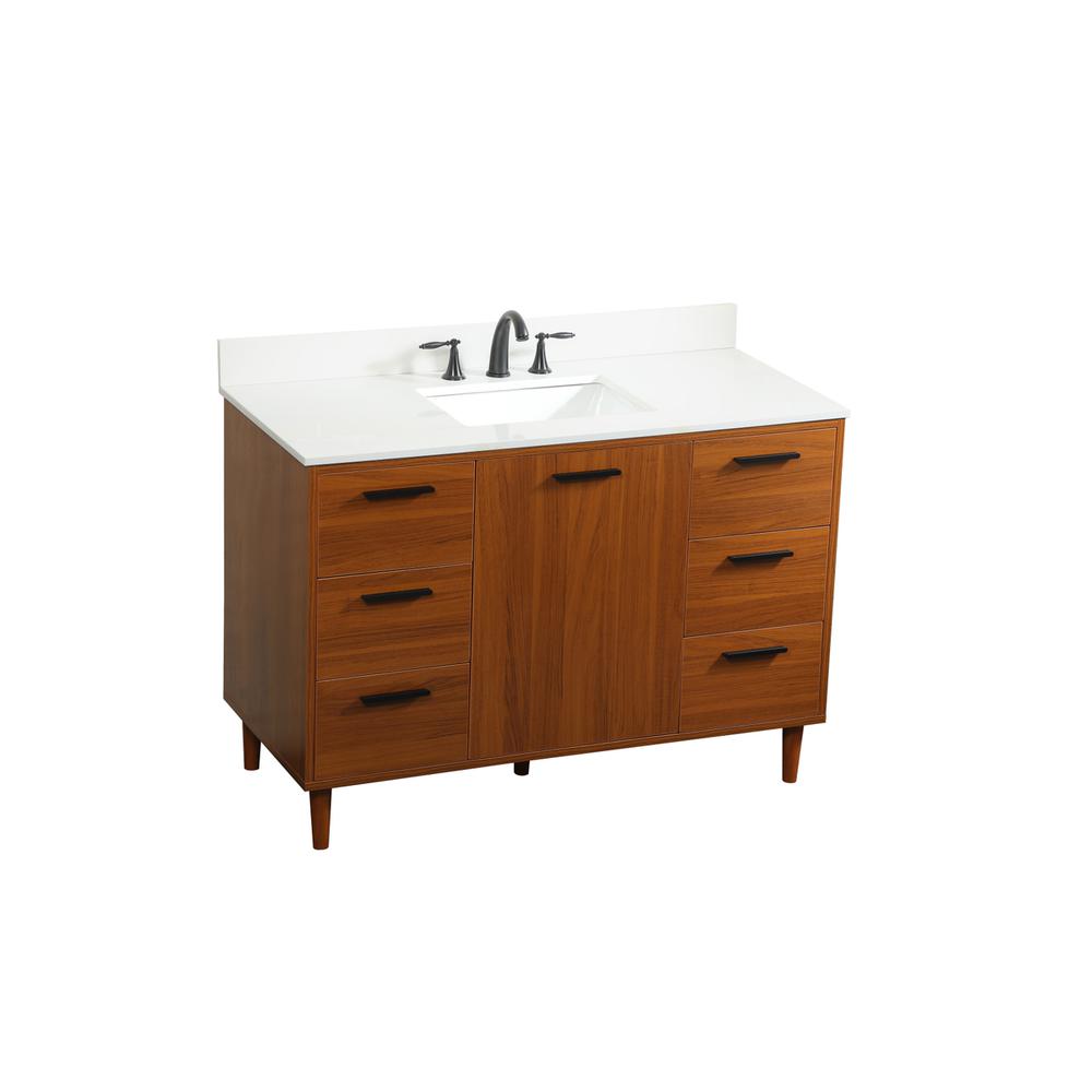 48 inch bathroom vanity in Teak with backsplash. Picture 8