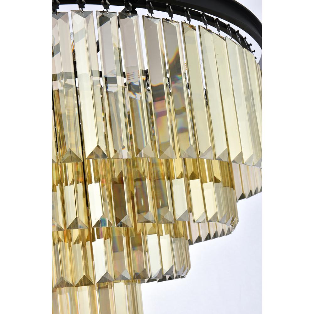 Sydney 17 light Matte Black Chandelier Golden Teak (Smoky) Royal Cut Crystal. Picture 5