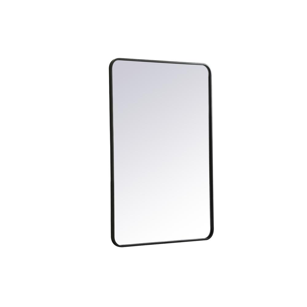 Soft corner metal rectangular mirror 28x42 inch in Black. Picture 7