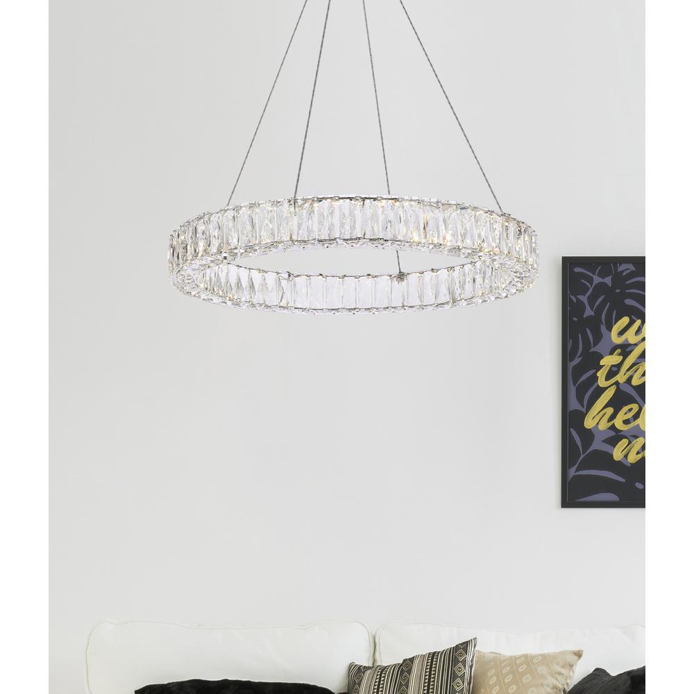 Monroe 26 inch LED round Single pendant in chrome. Picture 8