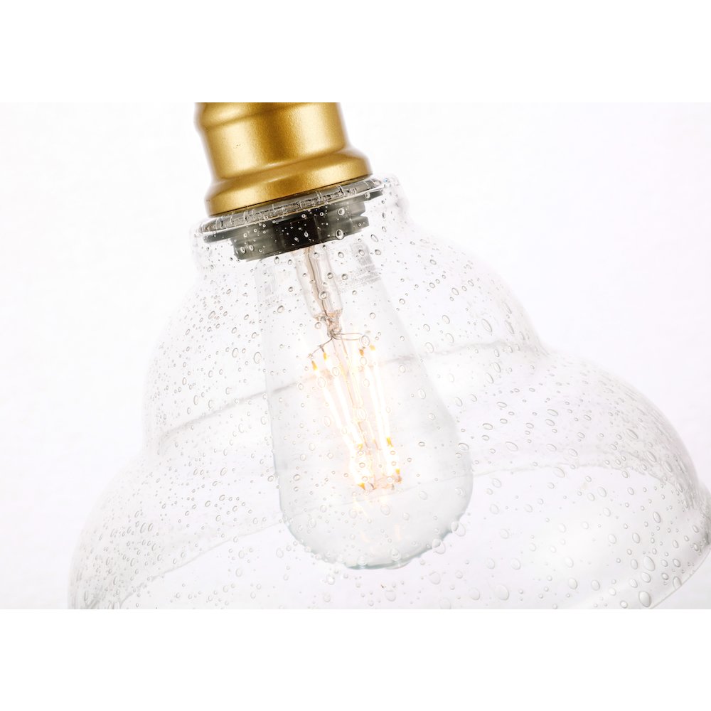 Gil 1 Light Brass And Clear Seeded Glass Pendant. Picture 11