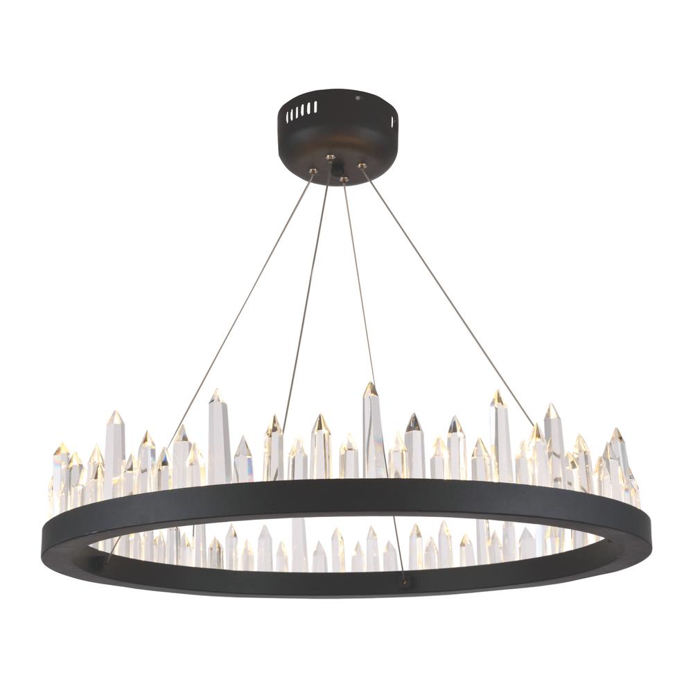 Malta 32 light Satin Dark Grey Chandelier Clear Royal Cut Crystal. Picture 1