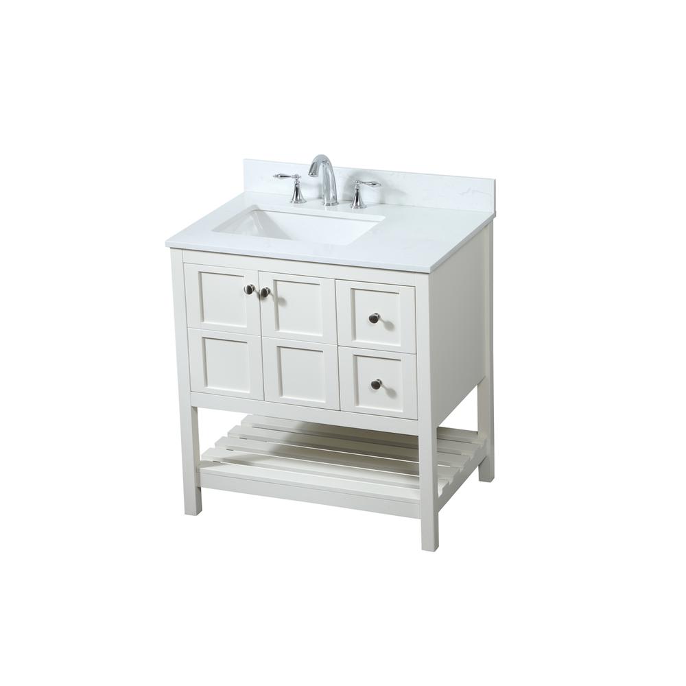 32 inch Single bathroom vanity in white with backsplash. Picture 8