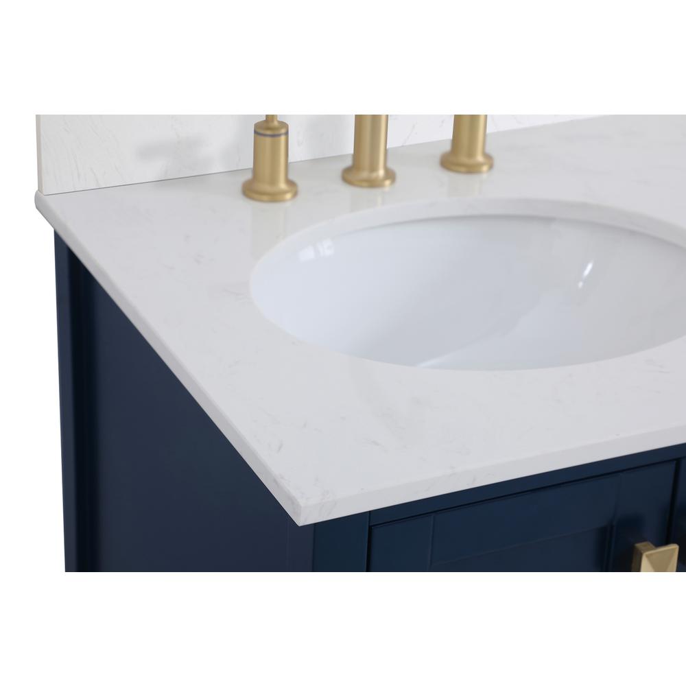 32 inch Single Bathroom Vanity in Blue with Backsplash. Picture 11