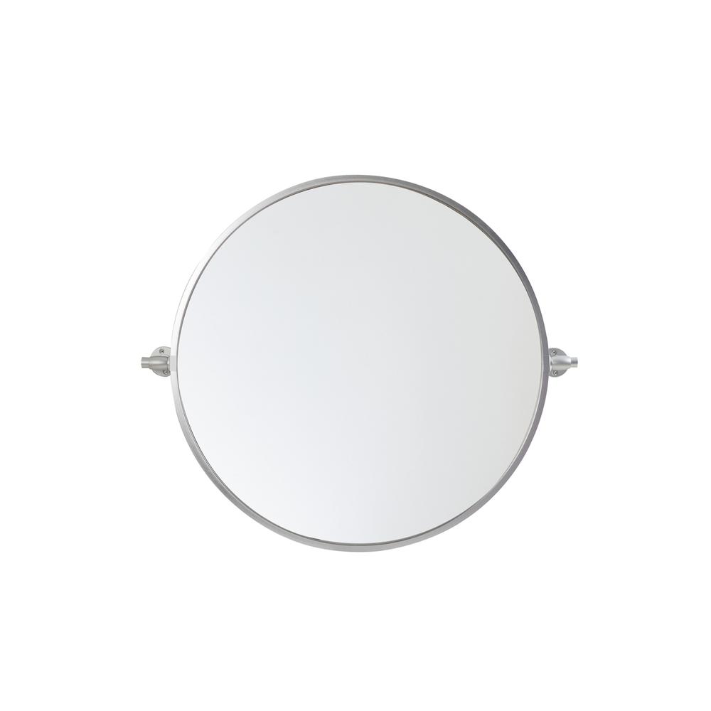 Round pivot mirror 24 inch in silver. Picture 1