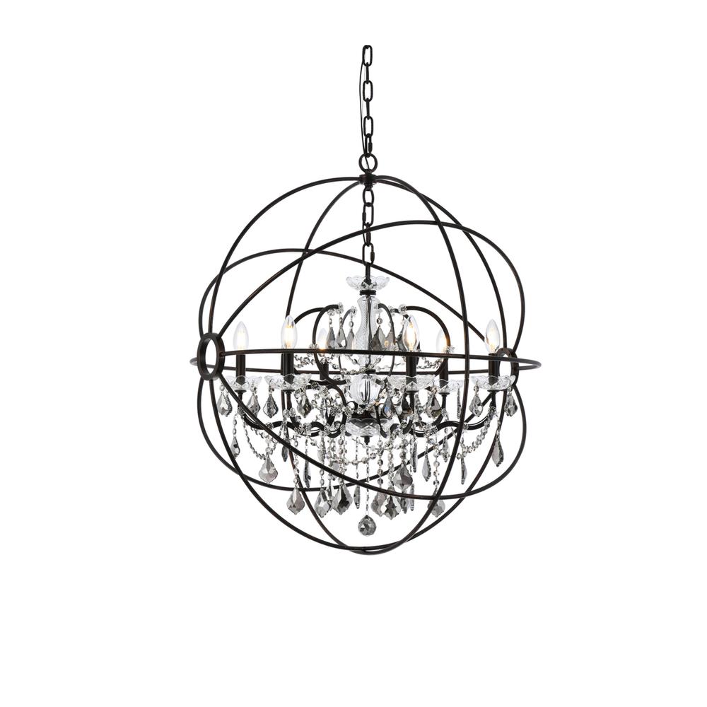 Geneva 6 light Dark Bronze Chandelier Silver Shade (Grey) Royal Cut crystal. Picture 2