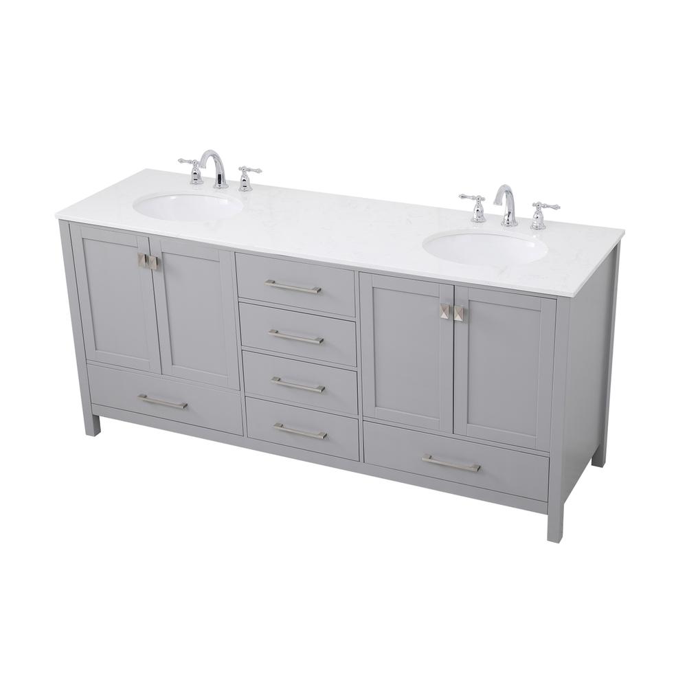 72 inch Double Bathroom Vanity in Gray. Picture 7