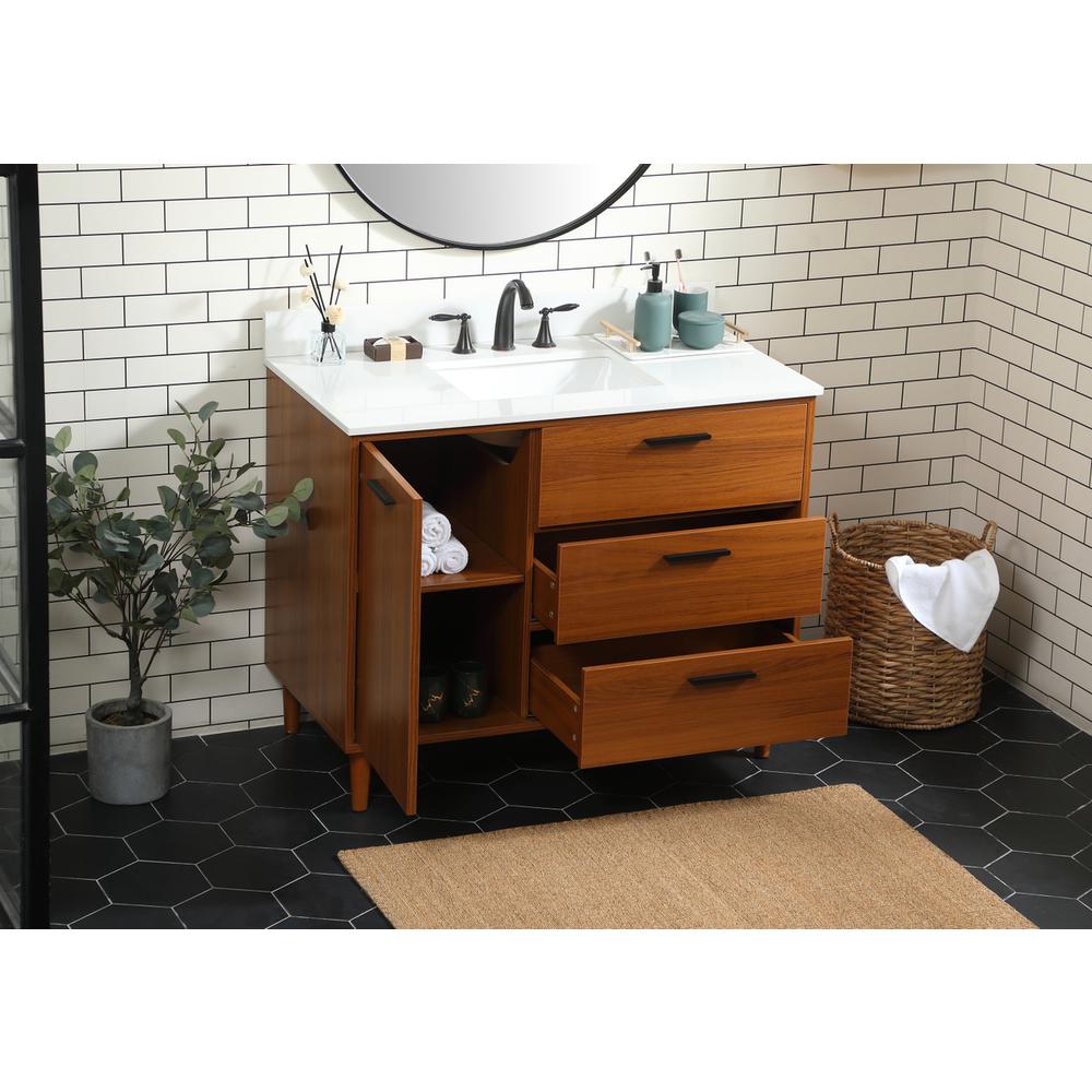 42 inch bathroom vanity in Teak with backsplash. Picture 3