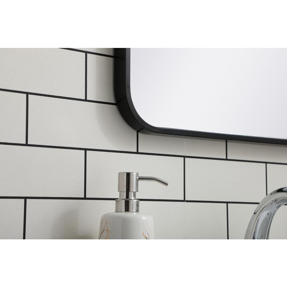 Soft corner metal rectangular mirror 18x36 inch in Black. Picture 4