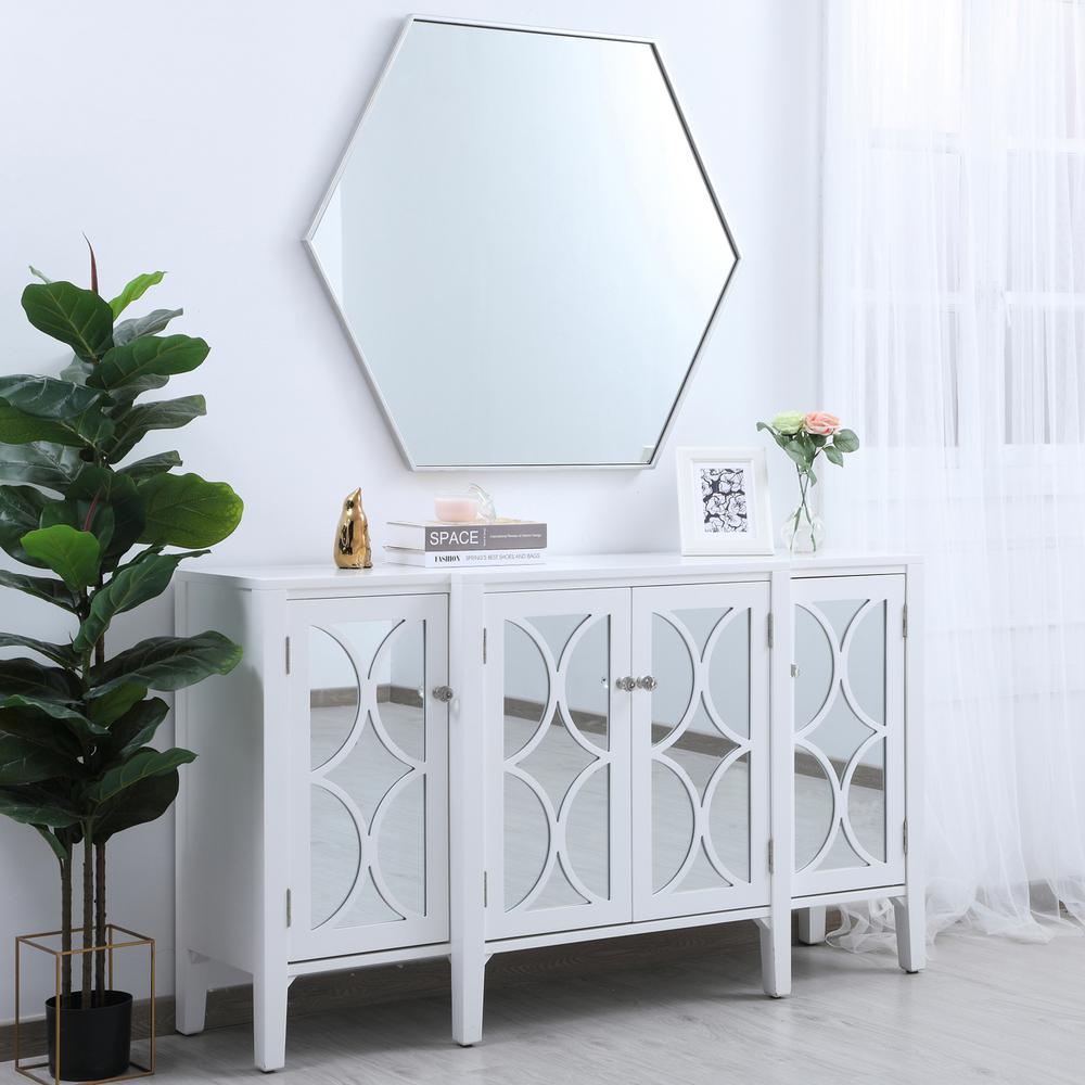 Metal frame hexagon mirror 41 inch in silver. Picture 8
