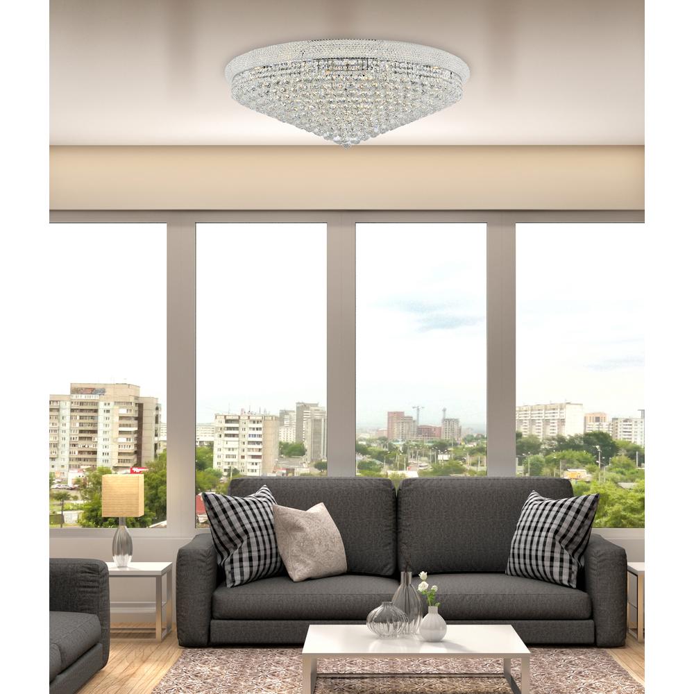 Primo 30 light Chrome Flush Mount Clear Royal Cut Crystal. Picture 8