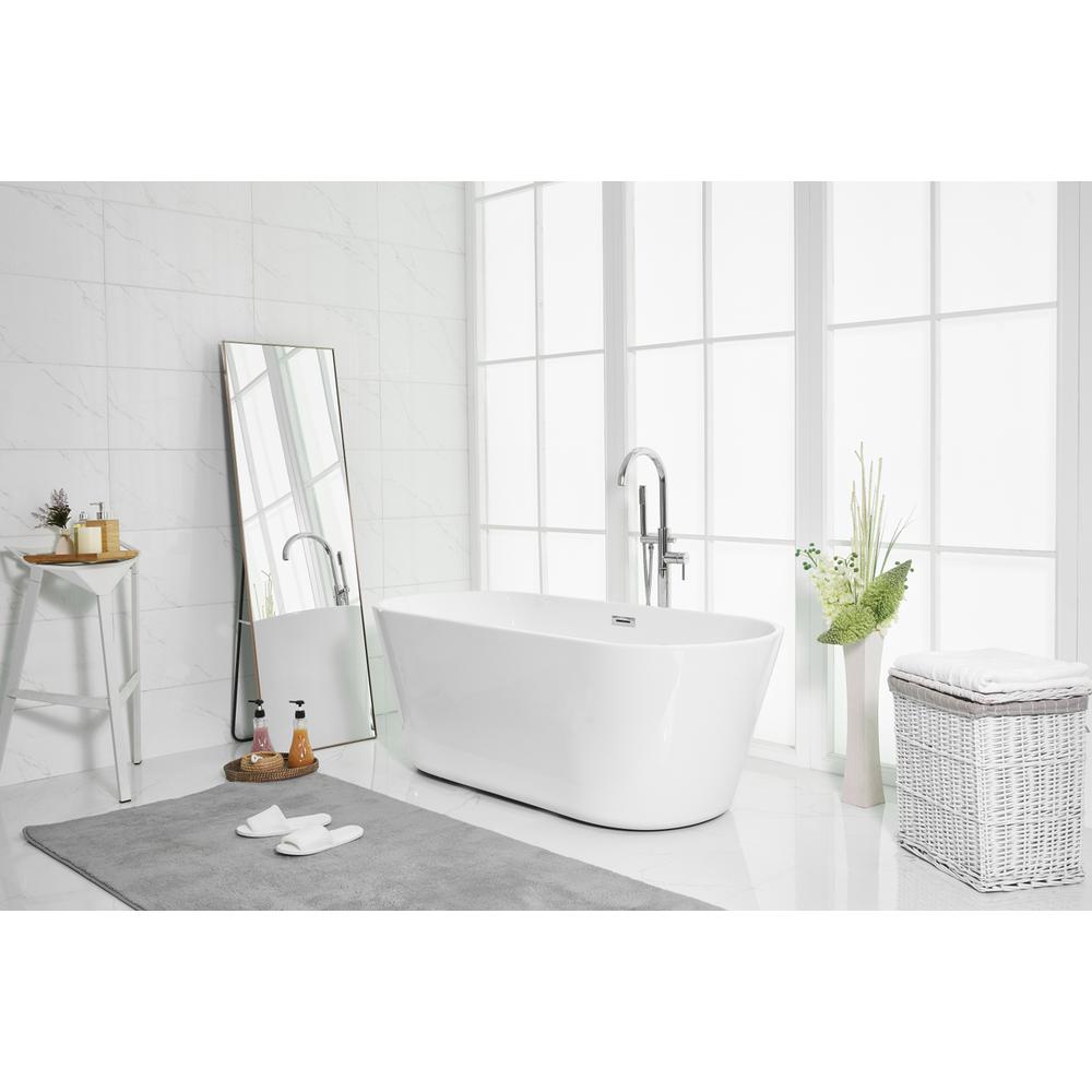 65 inch soaking roll top bathtub in glossy white. Picture 2