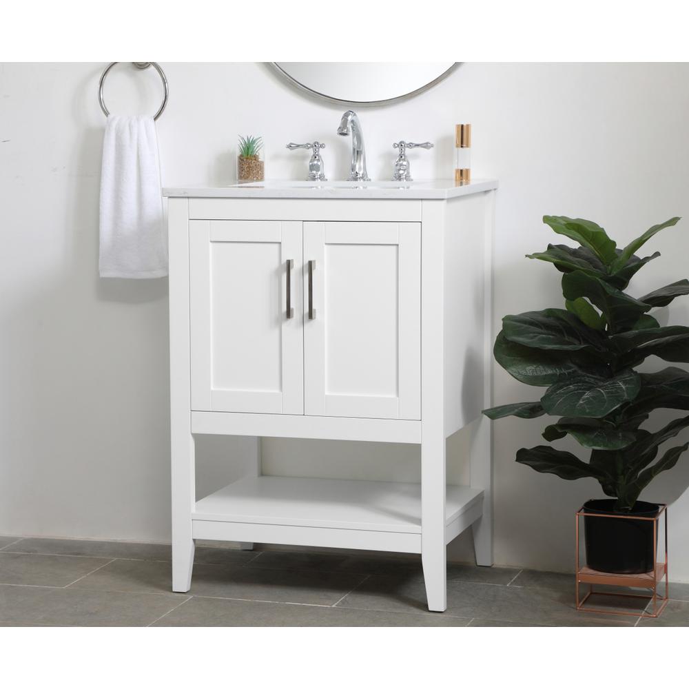24 inch Single Bathroom Vanity in White. Picture 2