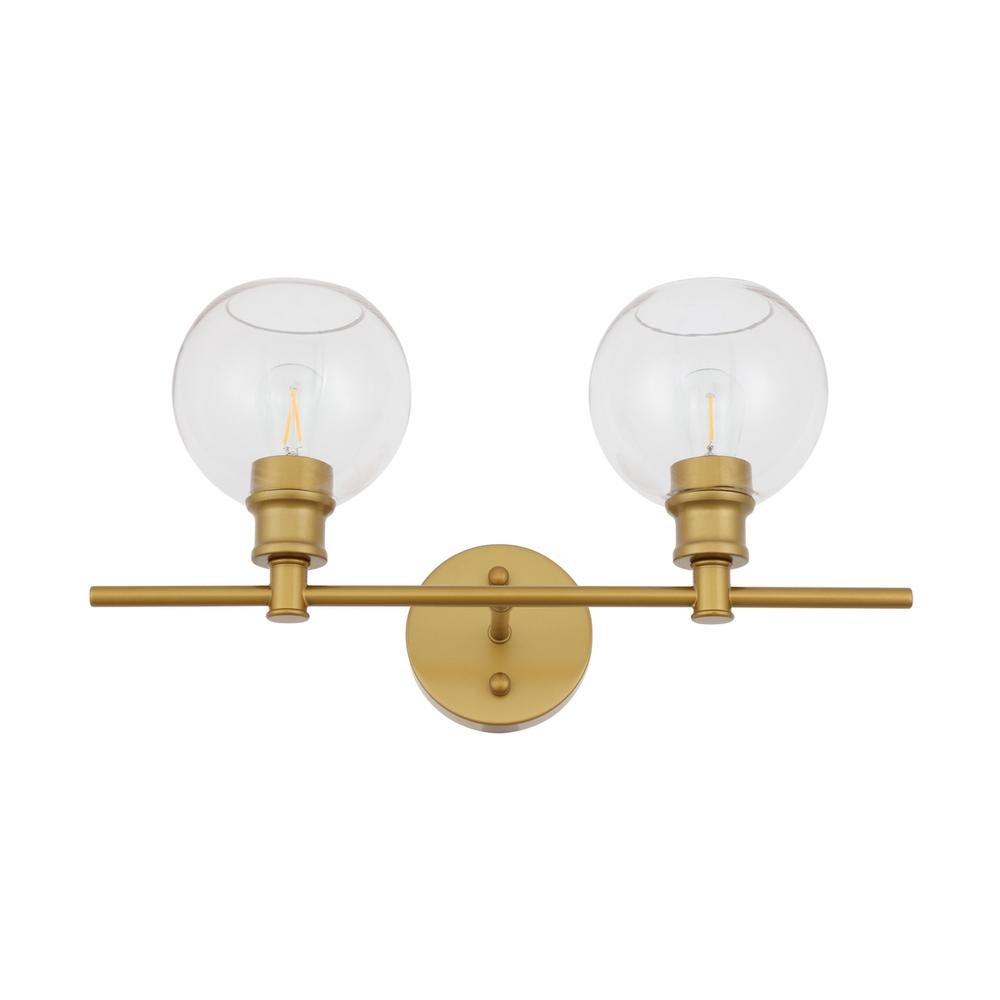 Collier 2 light Brass and Clear glass Wall sconce. Picture 4