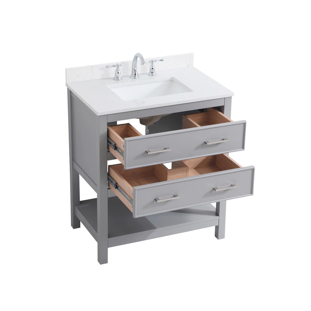 30 inch Single Bathroom Vanity in Grey with Backsplash. Picture 9