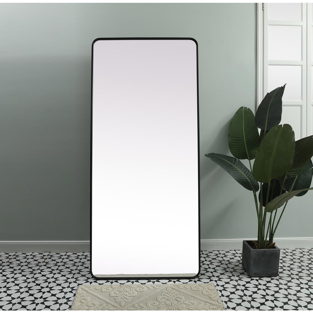 Soft Corner Metal Rectangle Full Length Mirror 32x72 Inch in Black. Picture 11