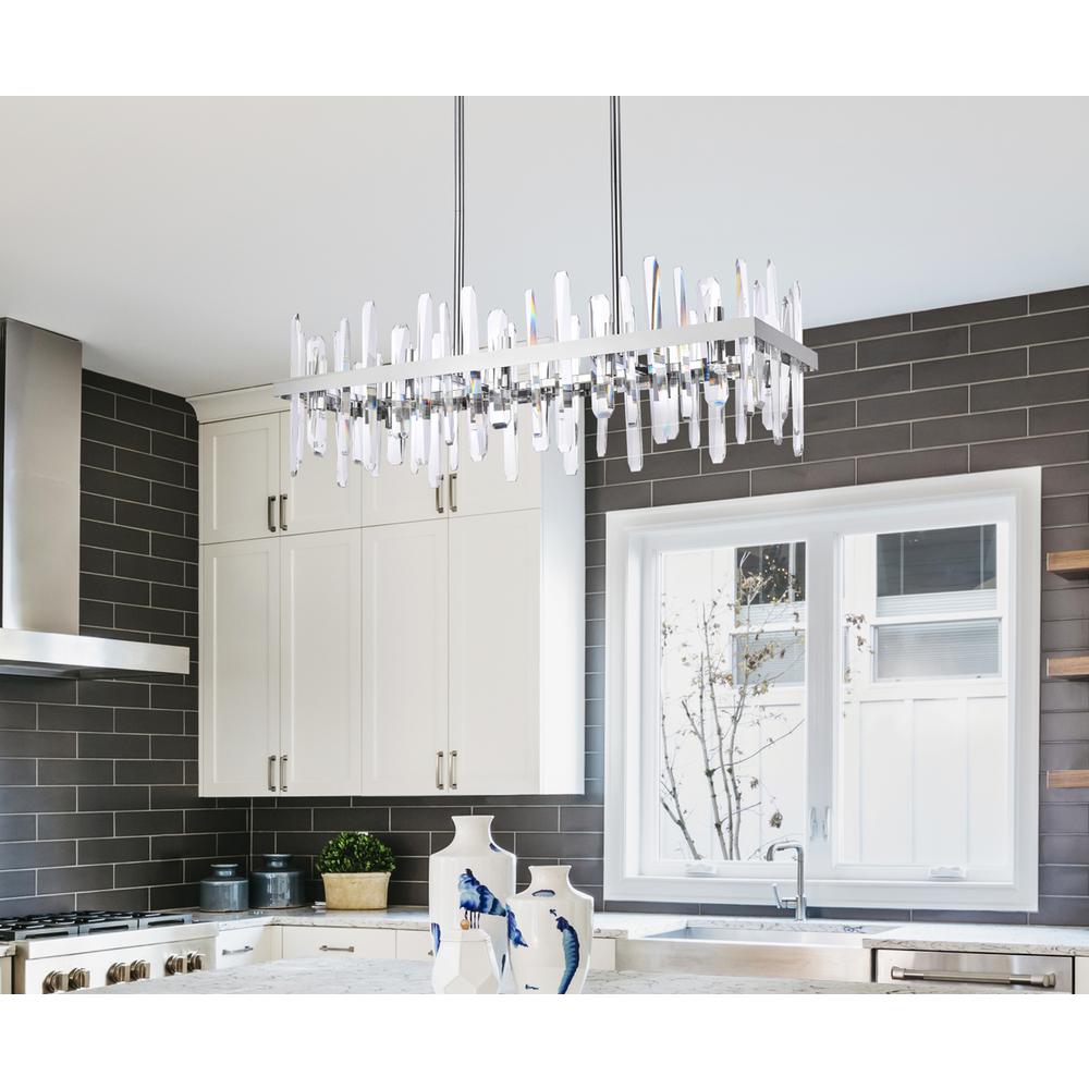 Serena 36 inch crystal rectangle chandelier in chrome. Picture 8