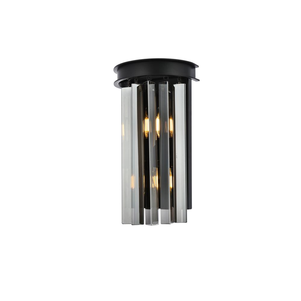 Sydney 2 light Matte Black Wall Sconce Silver Shade (Grey) Royal Cut Crystal. Picture 2
