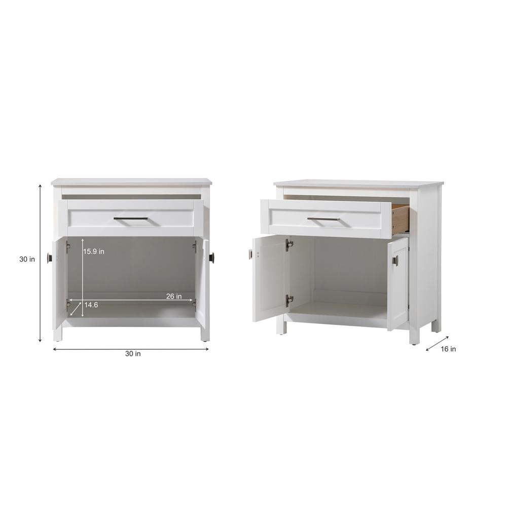 30 Inch Wide Bathroom Storage Freestanding Cabinet In White. Picture 8