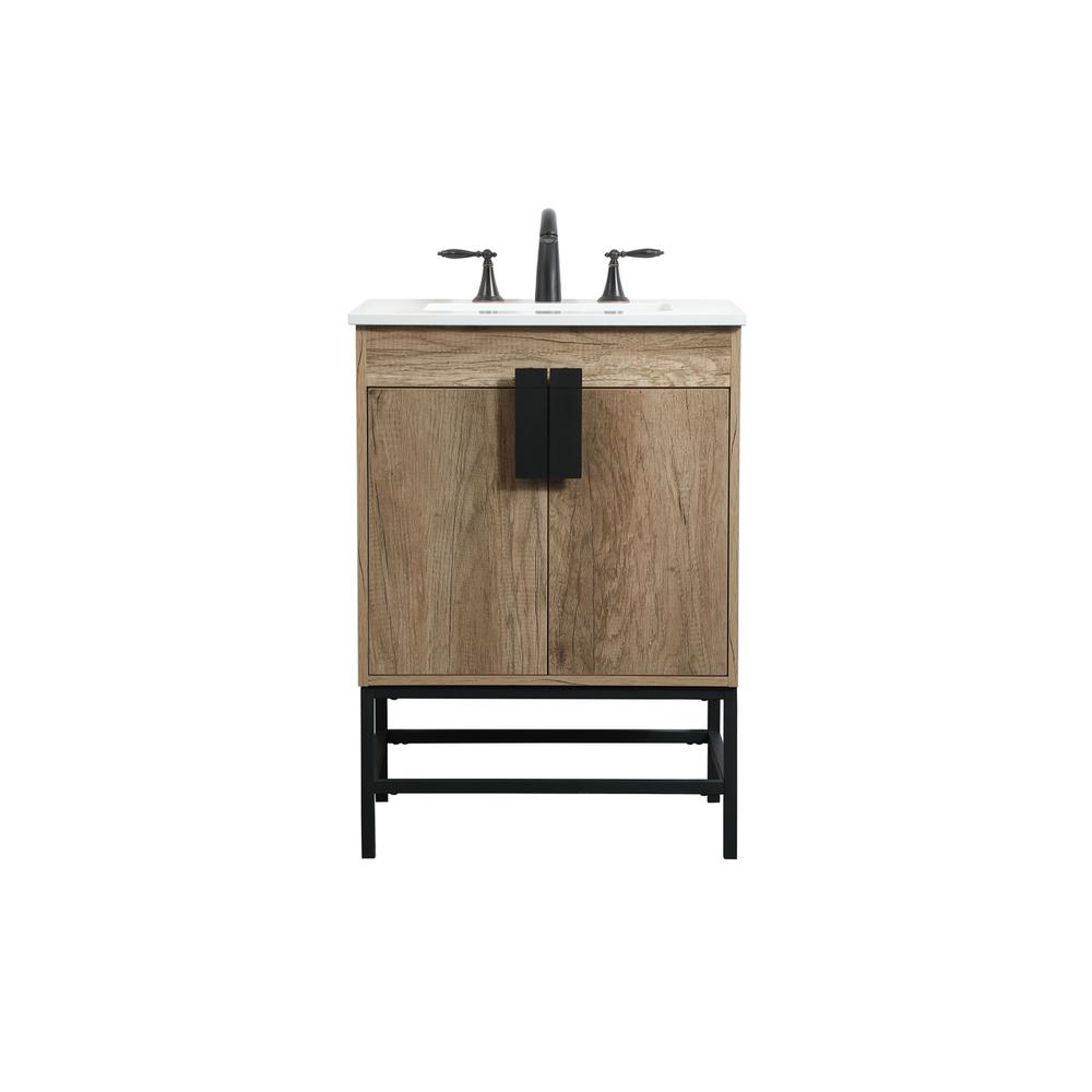 24 inch Single bathroom vanity in natural oak. Picture 1