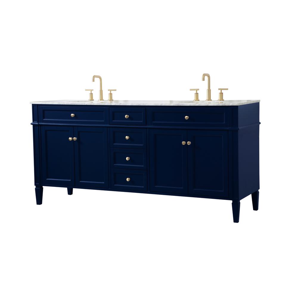 72 inch double bathroom vanity in blue. Picture 7